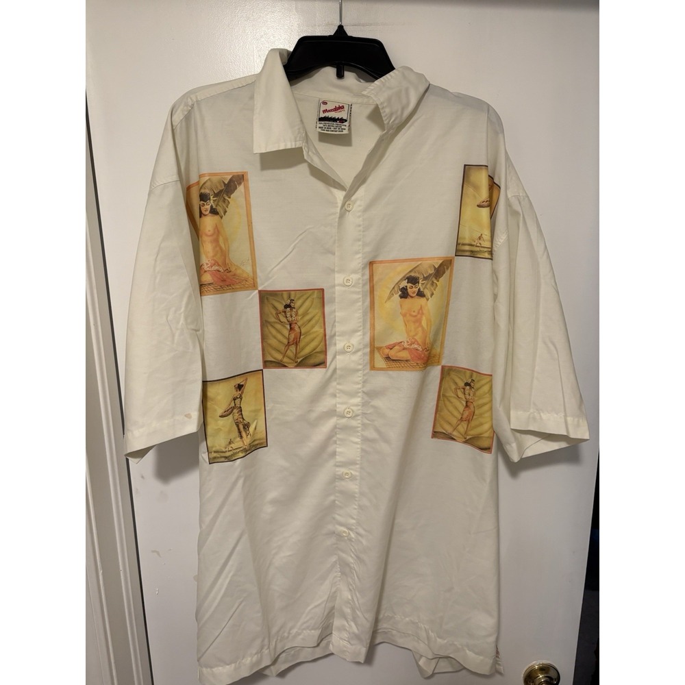 Vintage Hawaiian Naked Lady Button Up Shirt Size XXL